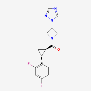 molecular formula C15H14F2N4O B7346208 [(1R,2R)-2-(2,4-difluorophenyl)cyclopropyl]-[3-(1,2,4-triazol-1-yl)azetidin-1-yl]methanone 