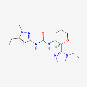 molecular formula C17H26N6O2 B7346229 1-[(2R,3R)-2-(1-ethylimidazol-2-yl)oxan-3-yl]-3-(5-ethyl-1-methylpyrazol-3-yl)urea 