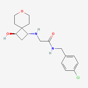 molecular formula C17H23ClN2O3 B7346260 N-[(4-chlorophenyl)methyl]-2-[[(1R,3R)-3-hydroxy-7-oxaspiro[3.5]nonan-1-yl]amino]acetamide 