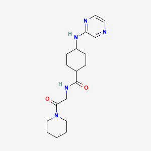 molecular formula C18H27N5O2 B7346265 N-(2-oxo-2-piperidin-1-ylethyl)-4-(pyrazin-2-ylamino)cyclohexane-1-carboxamide 