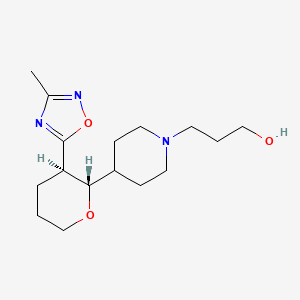 3-[4-[(2S,3R)-3-(3-methyl-1,2,4-oxadiazol-5-yl)oxan-2-yl]piperidin-1-yl]propan-1-ol