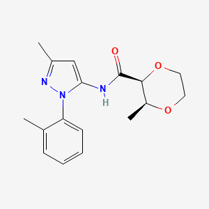 molecular formula C17H21N3O3 B7346313 (2S,3S)-3-methyl-N-[5-methyl-2-(2-methylphenyl)pyrazol-3-yl]-1,4-dioxane-2-carboxamide 