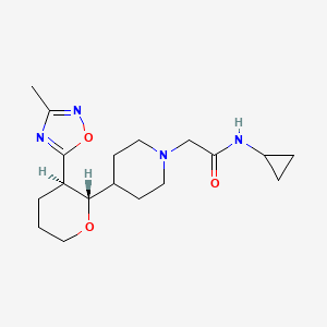 N-cyclopropyl-2-[4-[(2S,3R)-3-(3-methyl-1,2,4-oxadiazol-5-yl)oxan-2-yl]piperidin-1-yl]acetamide