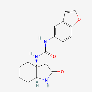 molecular formula C17H19N3O3 B7346346 1-[(3aR,7aS)-2-oxo-3,4,5,6,7,7a-hexahydro-1H-indol-3a-yl]-3-(1-benzofuran-5-yl)urea 