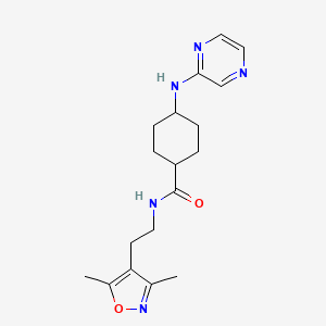 N-[2-(3,5-dimethyl-1,2-oxazol-4-yl)ethyl]-4-(pyrazin-2-ylamino)cyclohexane-1-carboxamide