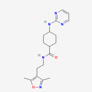 N-[2-(3,5-dimethyl-1,2-oxazol-4-yl)ethyl]-4-(pyrimidin-2-ylamino)cyclohexane-1-carboxamide