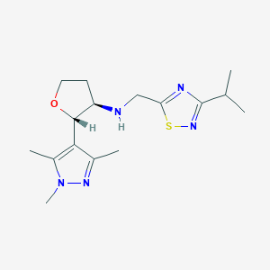 (2S,3R)-N-[(3-propan-2-yl-1,2,4-thiadiazol-5-yl)methyl]-2-(1,3,5-trimethylpyrazol-4-yl)oxolan-3-amine