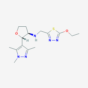 (2S,3R)-N-[(5-ethoxy-1,3,4-thiadiazol-2-yl)methyl]-2-(1,3,5-trimethylpyrazol-4-yl)oxolan-3-amine