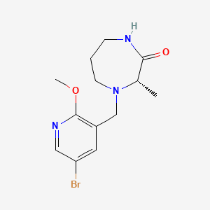 molecular formula C13H18BrN3O2 B7347144 (3S)-4-[(5-bromo-2-methoxypyridin-3-yl)methyl]-3-methyl-1,4-diazepan-2-one 