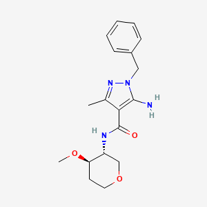 5-amino-1-benzyl-N-[(3R,4R)-4-methoxyoxan-3-yl]-3-methylpyrazole-4-carboxamide