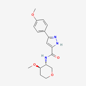 N-[(3R,4R)-4-methoxyoxan-3-yl]-3-(4-methoxyphenyl)-1H-pyrazole-5-carboxamide