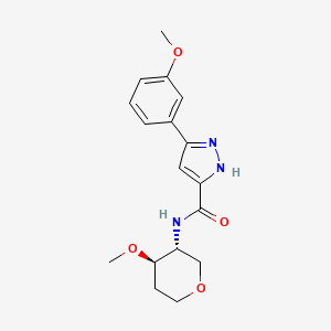 N-[(3R,4R)-4-methoxyoxan-3-yl]-3-(3-methoxyphenyl)-1H-pyrazole-5-carboxamide