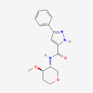 molecular formula C16H19N3O3 B7351291 N-[(3R,4R)-4-methoxyoxan-3-yl]-3-phenyl-1H-pyrazole-5-carboxamide 