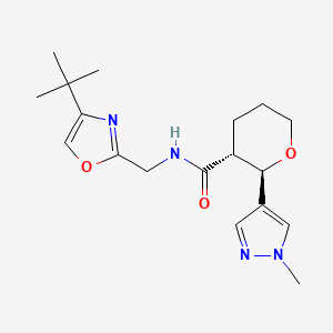 (2R,3R)-N-[(4-tert-butyl-1,3-oxazol-2-yl)methyl]-2-(1-methylpyrazol-4-yl)oxane-3-carboxamide