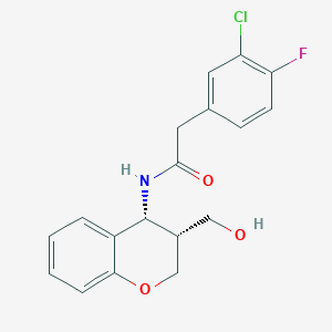 2-(3-chloro-4-fluorophenyl)-N-[(3R,4R)-3-(hydroxymethyl)-3,4-dihydro-2H-chromen-4-yl]acetamide