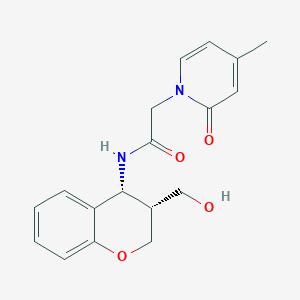 N-[(3R,4R)-3-(hydroxymethyl)-3,4-dihydro-2H-chromen-4-yl]-2-(4-methyl-2-oxopyridin-1-yl)acetamide