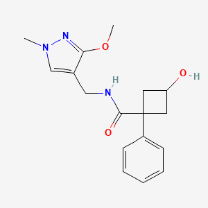 3-hydroxy-N-[(3-methoxy-1-methylpyrazol-4-yl)methyl]-1-phenylcyclobutane-1-carboxamide