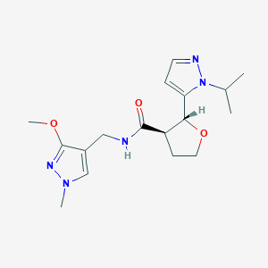 (2R,3R)-N-[(3-methoxy-1-methylpyrazol-4-yl)methyl]-2-(2-propan-2-ylpyrazol-3-yl)oxolane-3-carboxamide