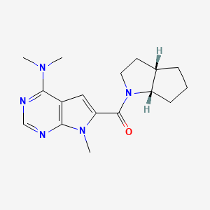 molecular formula C17H23N5O B7351489 [(3aS,6aS)-3,3a,4,5,6,6a-hexahydro-2H-cyclopenta[b]pyrrol-1-yl]-[4-(dimethylamino)-7-methylpyrrolo[2,3-d]pyrimidin-6-yl]methanone 