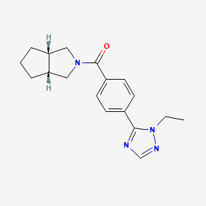 molecular formula C18H22N4O B7351565 [(3aR,6aS)-3,3a,4,5,6,6a-hexahydro-1H-cyclopenta[c]pyrrol-2-yl]-[4-(2-ethyl-1,2,4-triazol-3-yl)phenyl]methanone 