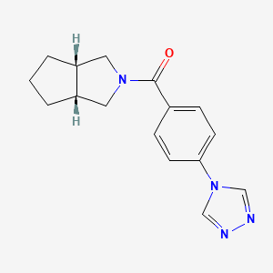 molecular formula C16H18N4O B7351605 [(3aR,6aS)-3,3a,4,5,6,6a-hexahydro-1H-cyclopenta[c]pyrrol-2-yl]-[4-(1,2,4-triazol-4-yl)phenyl]methanone 