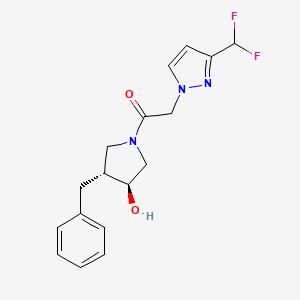 molecular formula C17H19F2N3O2 B7351729 1-[(3R,4S)-3-benzyl-4-hydroxypyrrolidin-1-yl]-2-[3-(difluoromethyl)pyrazol-1-yl]ethanone 