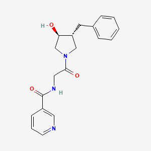 molecular formula C19H21N3O3 B7351751 N-[2-[(3R,4S)-3-benzyl-4-hydroxypyrrolidin-1-yl]-2-oxoethyl]pyridine-3-carboxamide 