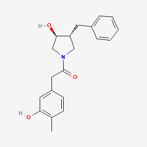 molecular formula C20H23NO3 B7351761 1-[(3R,4S)-3-benzyl-4-hydroxypyrrolidin-1-yl]-2-(3-hydroxy-4-methylphenyl)ethanone 