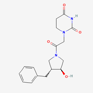 molecular formula C17H21N3O4 B7351788 1-[2-[(3R,4S)-3-benzyl-4-hydroxypyrrolidin-1-yl]-2-oxoethyl]-1,3-diazinane-2,4-dione 