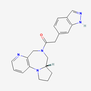 molecular formula C20H21N5O B7351830 2-(1H-indazol-6-yl)-1-[(6S)-2,8,11-triazatricyclo[8.4.0.02,6]tetradeca-1(10),11,13-trien-8-yl]ethanone 