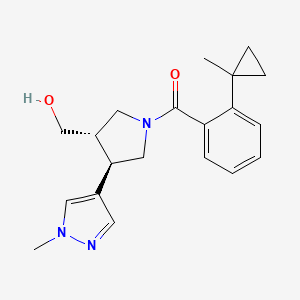 molecular formula C20H25N3O2 B7351874 [(3S,4R)-3-(hydroxymethyl)-4-(1-methylpyrazol-4-yl)pyrrolidin-1-yl]-[2-(1-methylcyclopropyl)phenyl]methanone 