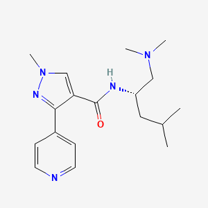 molecular formula C18H27N5O B7351886 N-[(2S)-1-(dimethylamino)-4-methylpentan-2-yl]-1-methyl-3-pyridin-4-ylpyrazole-4-carboxamide 