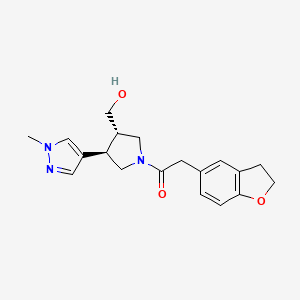 2-(2,3-dihydro-1-benzofuran-5-yl)-1-[(3S,4R)-3-(hydroxymethyl)-4-(1-methylpyrazol-4-yl)pyrrolidin-1-yl]ethanone