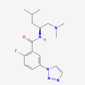 molecular formula C17H24FN5O B7351896 N-[(2S)-1-(dimethylamino)-4-methylpentan-2-yl]-2-fluoro-5-(triazol-1-yl)benzamide 