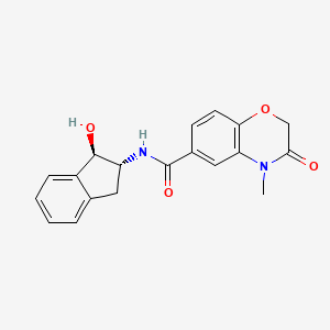 molecular formula C19H18N2O4 B7351953 N-[(1R,2R)-1-hydroxy-2,3-dihydro-1H-inden-2-yl]-4-methyl-3-oxo-1,4-benzoxazine-6-carboxamide 