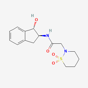 2-(1,1-dioxothiazinan-2-yl)-N-[(1S,2S)-1-hydroxy-2,3-dihydro-1H-inden-2-yl]acetamide