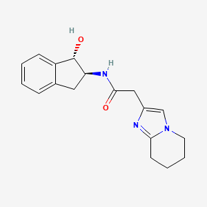 molecular formula C18H21N3O2 B7351961 N-[(1S,2S)-1-hydroxy-2,3-dihydro-1H-inden-2-yl]-2-(5,6,7,8-tetrahydroimidazo[1,2-a]pyridin-2-yl)acetamide 