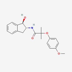 molecular formula C20H23NO4 B7351967 N-[(1R,2R)-1-hydroxy-2,3-dihydro-1H-inden-2-yl]-2-(4-methoxyphenoxy)-2-methylpropanamide 