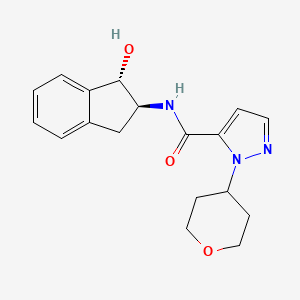 N-[(1S,2S)-1-hydroxy-2,3-dihydro-1H-inden-2-yl]-2-(oxan-4-yl)pyrazole-3-carboxamide