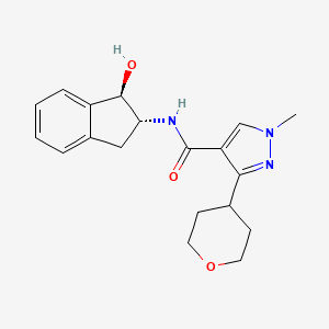 N-[(1R,2R)-1-hydroxy-2,3-dihydro-1H-inden-2-yl]-1-methyl-3-(oxan-4-yl)pyrazole-4-carboxamide