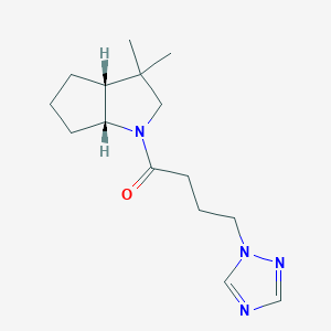 molecular formula C15H24N4O B7351983 1-[(3aR,6aR)-3,3-dimethyl-2,3a,4,5,6,6a-hexahydrocyclopenta[b]pyrrol-1-yl]-4-(1,2,4-triazol-1-yl)butan-1-one 