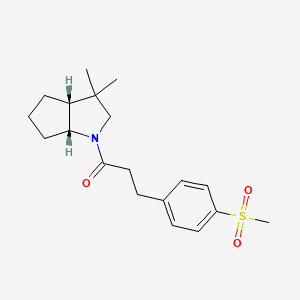 molecular formula C19H27NO3S B7351990 1-[(3aR,6aR)-3,3-dimethyl-2,3a,4,5,6,6a-hexahydrocyclopenta[b]pyrrol-1-yl]-3-(4-methylsulfonylphenyl)propan-1-one 