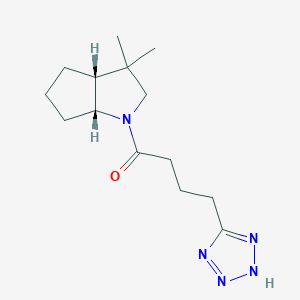 molecular formula C14H23N5O B7351997 1-[(3aR,6aR)-3,3-dimethyl-2,3a,4,5,6,6a-hexahydrocyclopenta[b]pyrrol-1-yl]-4-(2H-tetrazol-5-yl)butan-1-one 