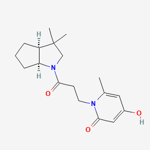 molecular formula C18H26N2O3 B7352022 1-[3-[(3aS,6aS)-3,3-dimethyl-2,3a,4,5,6,6a-hexahydrocyclopenta[b]pyrrol-1-yl]-3-oxopropyl]-4-hydroxy-6-methylpyridin-2-one 