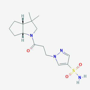 1-[3-[(3aR,6aR)-3,3-dimethyl-2,3a,4,5,6,6a-hexahydrocyclopenta[b]pyrrol-1-yl]-3-oxopropyl]pyrazole-4-sulfonamide