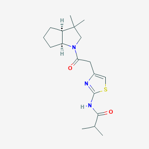 N-[4-[2-[(3aS,6aS)-3,3-dimethyl-2,3a,4,5,6,6a-hexahydrocyclopenta[b]pyrrol-1-yl]-2-oxoethyl]-1,3-thiazol-2-yl]-2-methylpropanamide