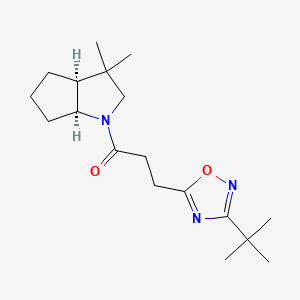 molecular formula C18H29N3O2 B7352038 1-[(3aS,6aS)-3,3-dimethyl-2,3a,4,5,6,6a-hexahydrocyclopenta[b]pyrrol-1-yl]-3-(3-tert-butyl-1,2,4-oxadiazol-5-yl)propan-1-one 