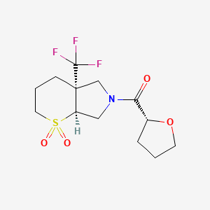 molecular formula C13H18F3NO4S B7352047 [(4aS,7aS)-1,1-dioxo-4a-(trifluoromethyl)-2,3,4,5,7,7a-hexahydrothiopyrano[2,3-c]pyrrol-6-yl]-[(2R)-oxolan-2-yl]methanone 