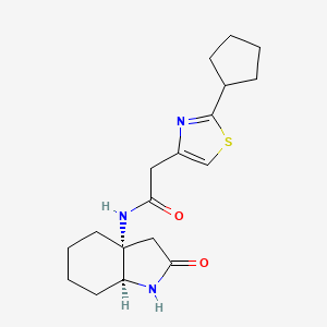 N-[(3aR,7aS)-2-oxo-3,4,5,6,7,7a-hexahydro-1H-indol-3a-yl]-2-(2-cyclopentyl-1,3-thiazol-4-yl)acetamide