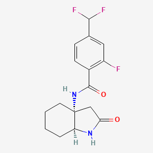 molecular formula C16H17F3N2O2 B7352070 N-[(3aR,7aS)-2-oxo-3,4,5,6,7,7a-hexahydro-1H-indol-3a-yl]-4-(difluoromethyl)-2-fluorobenzamide 